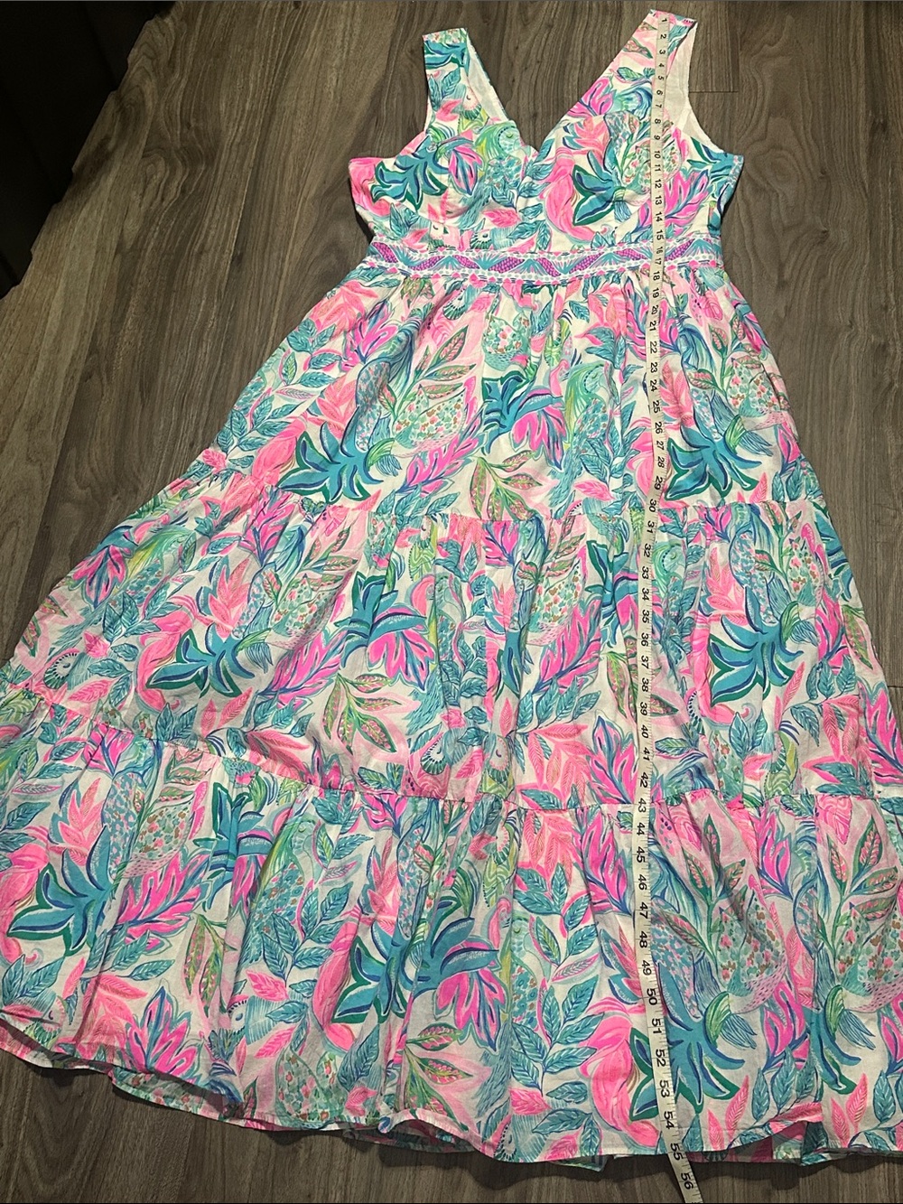 Lilly Pulitzer Tropical Floral Maxi Dress Pink Green Sleeveless Resort. - Picture 9 of 12